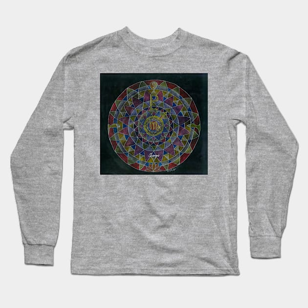 Scorpio horoscope free-hand mandala - Renate van Nijen Long Sleeve T-Shirt by Renart